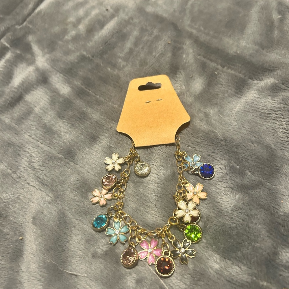 Gold and Blue Whimsical Charm Bracelet